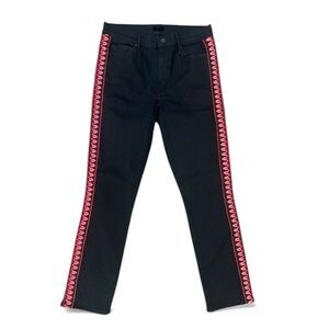 MOTHER Mid Rise Dazzler Ankle Up In Flames Heart Stripe 30